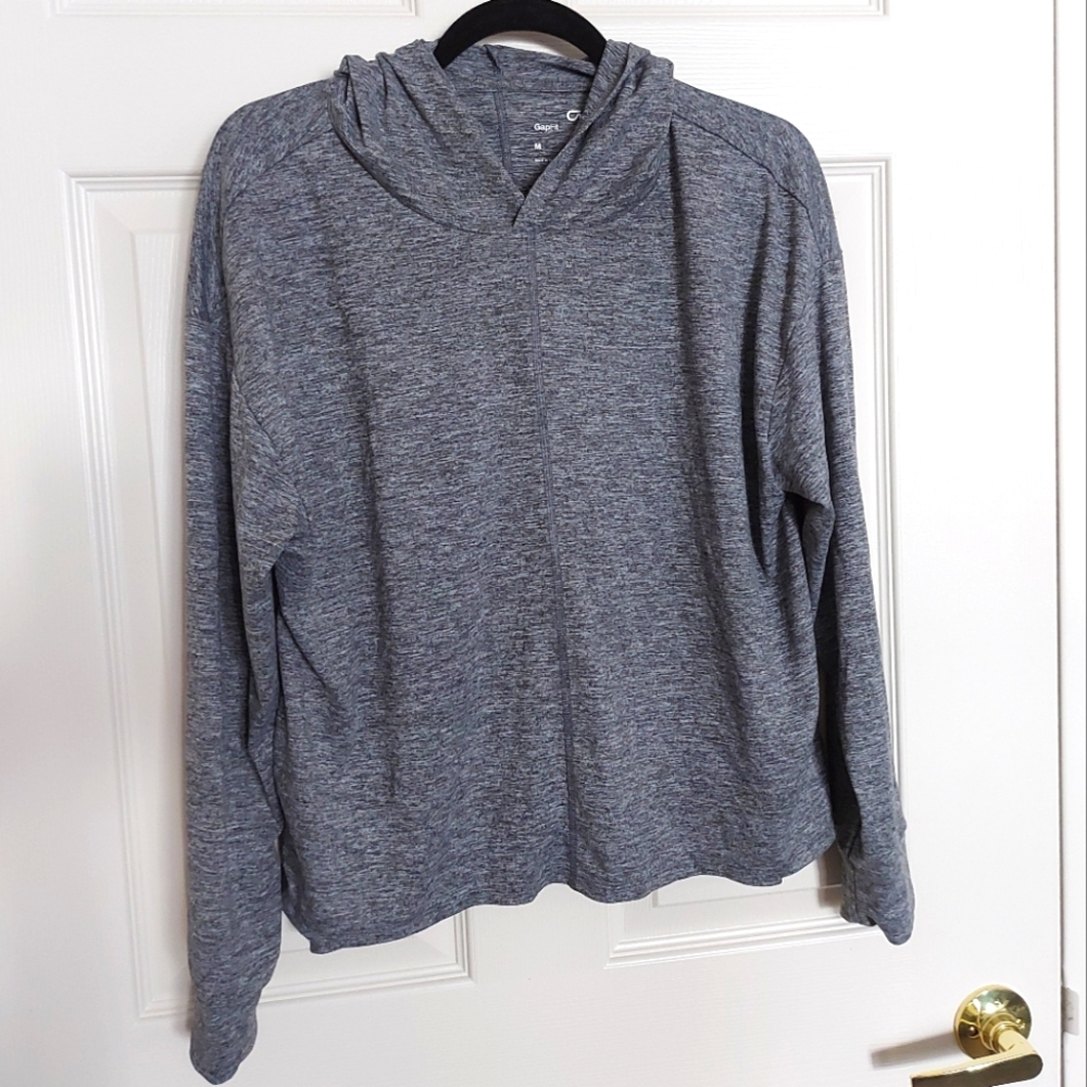 Gray Gap Fit Long Sleeve Hooded Athletic Shirt